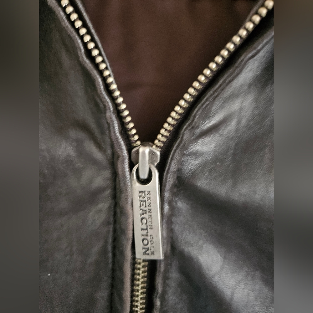 Kenneth Cole Brown Leather Jacket Men's Size L - Picture 3 of 5